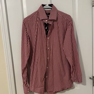 Hugo Boss Red and White Checkered Men's Shirt
